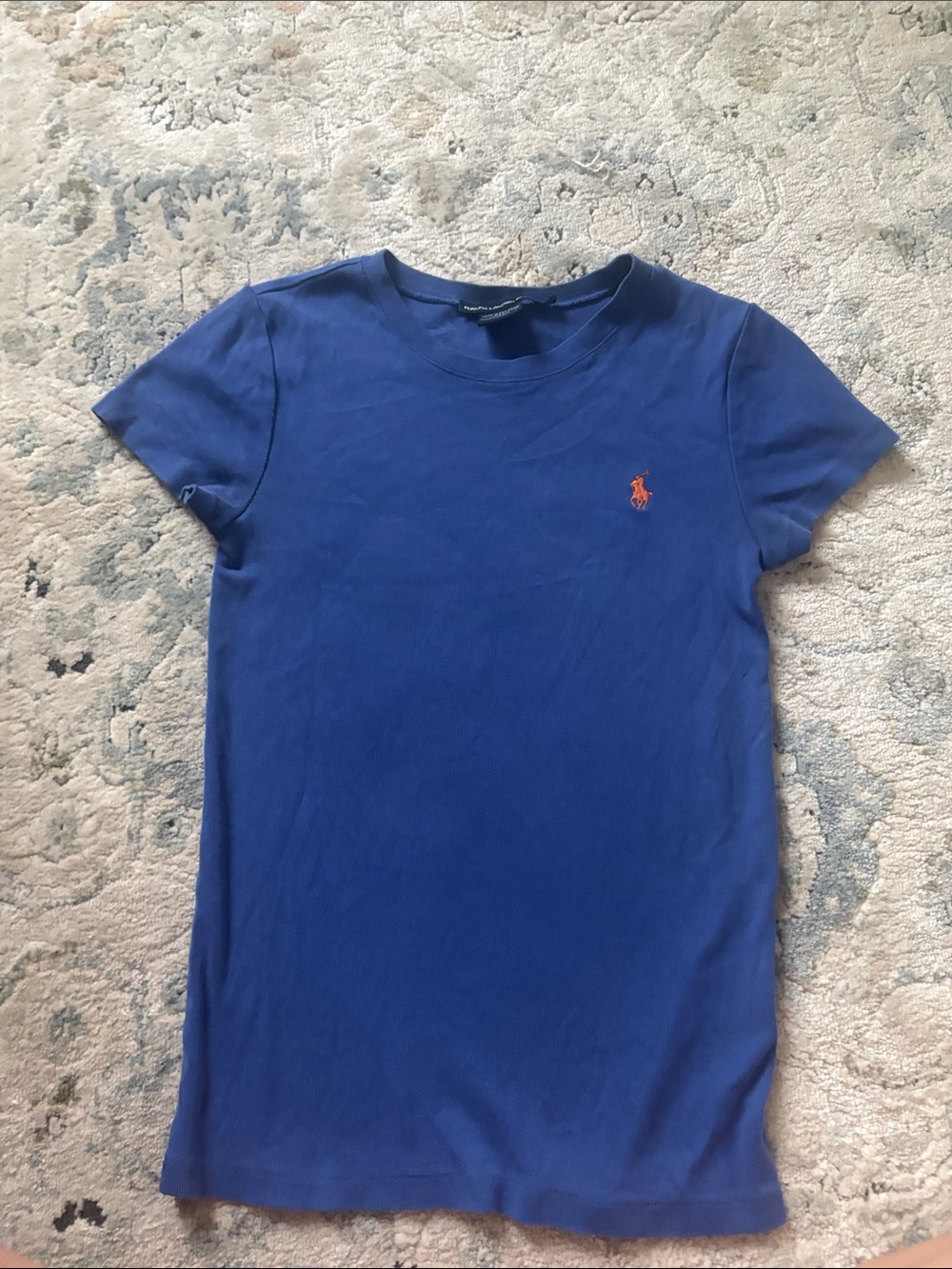Ralph Lauren Short Sleeve Tee in Royal Blue with Orange Pony